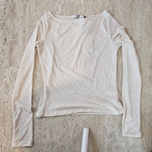 NWT NA-KD Of White Long Sleeve Fitted Boatneck Top